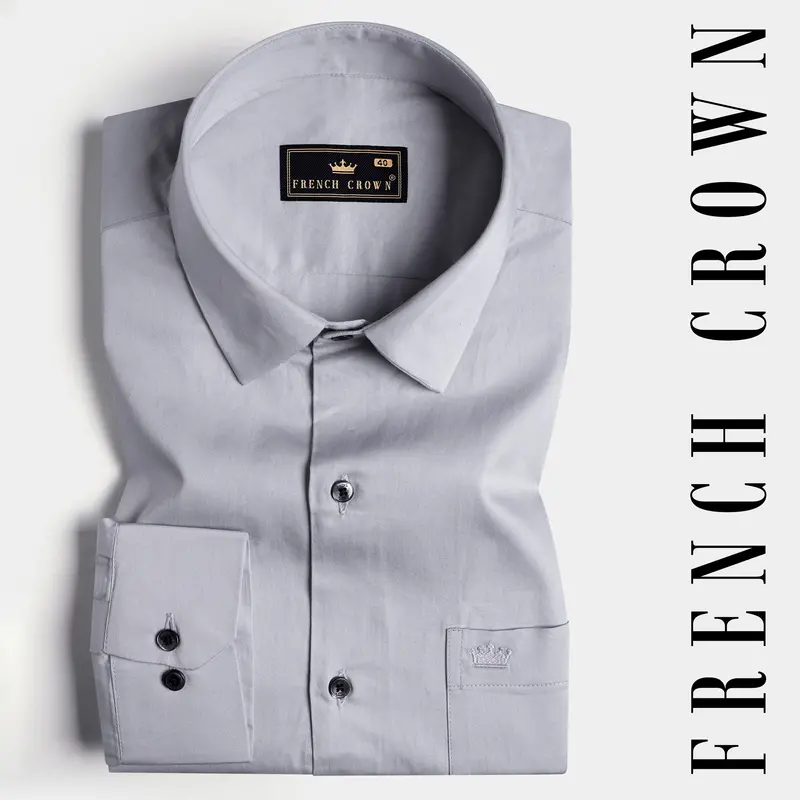 Storm Gray Subtle Sheen Super Soft Premium Cotton Shirt 7