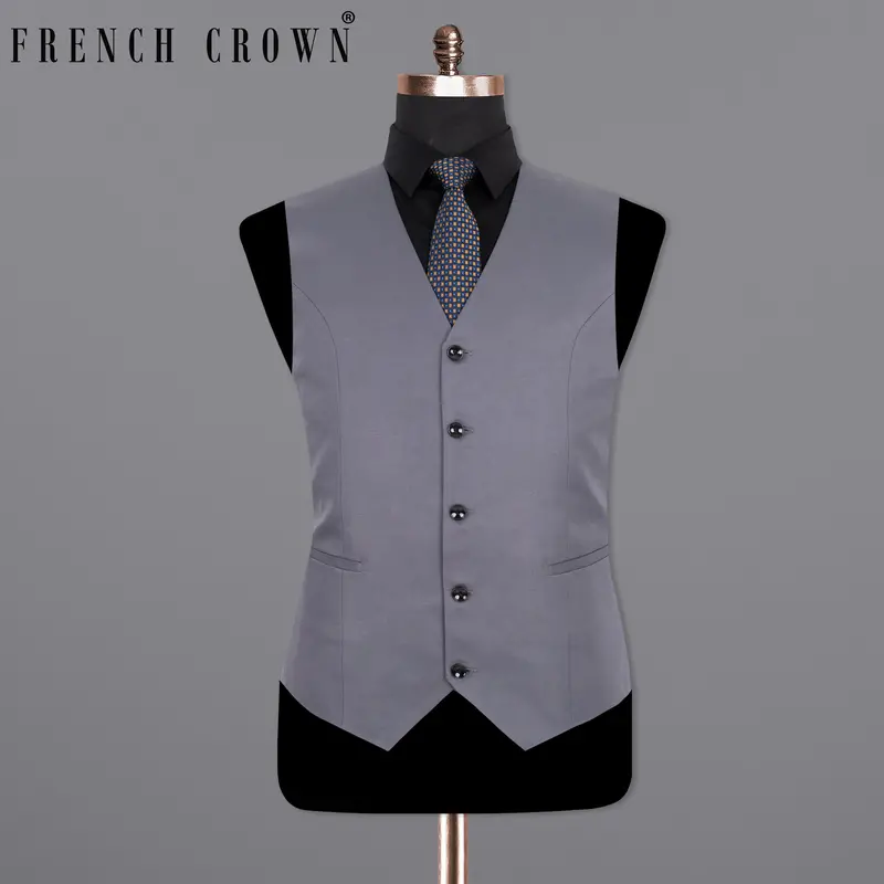 Storm Gray Wool Rich Waistcoat 1