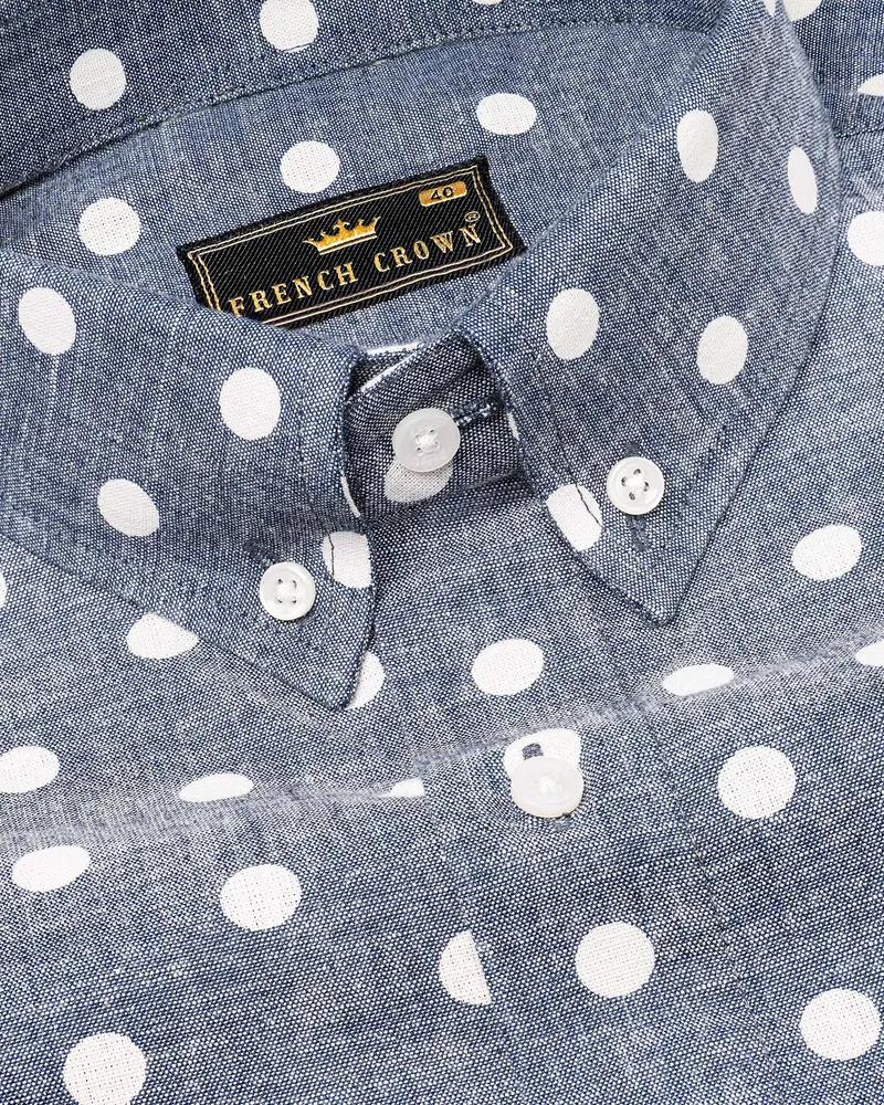 Storm Grey Polka Dots Denim Shirt 1