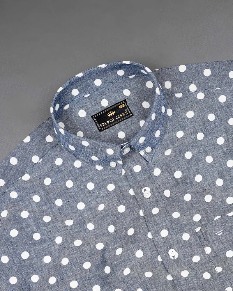 Storm Grey Polka Dots Denim Shirt 4