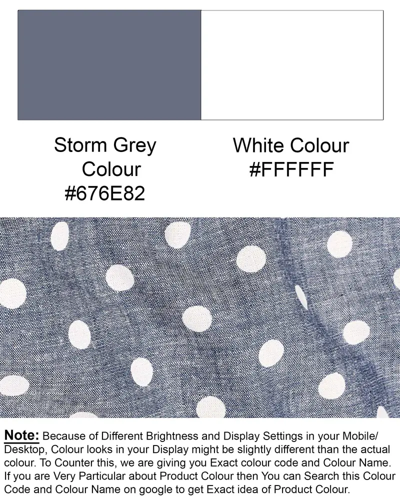 Storm Grey Polka Dots Denim Shirt 8