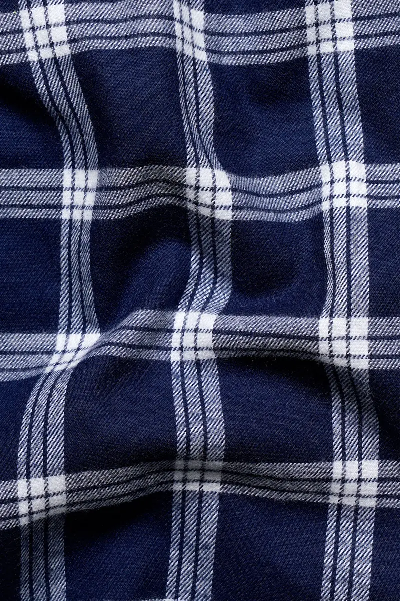 Stratos Blue And White Plaid Flannel Overshirt 2