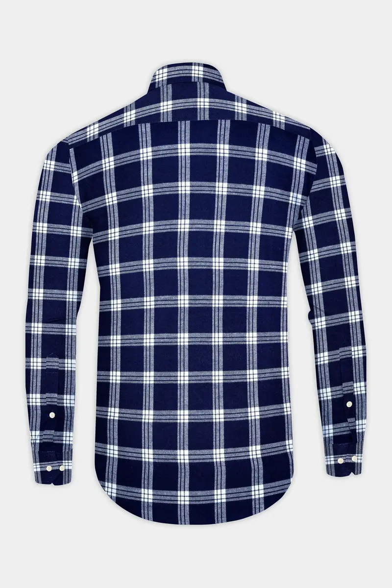 Stratos Blue And White Plaid Flannel Overshirt 5