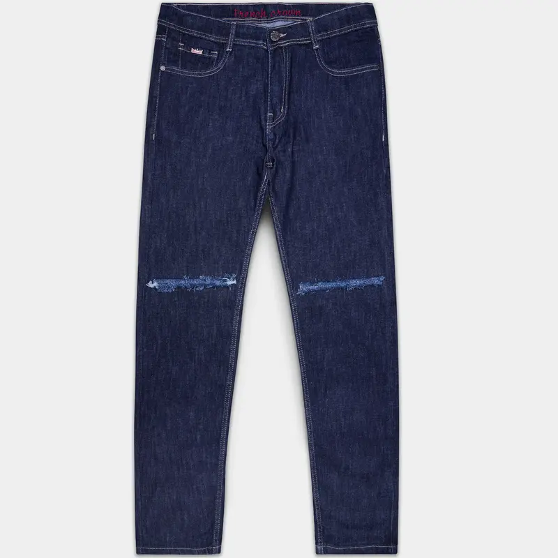 Stratos Blue Rinse Washed Textured Stretchable Denim 1
