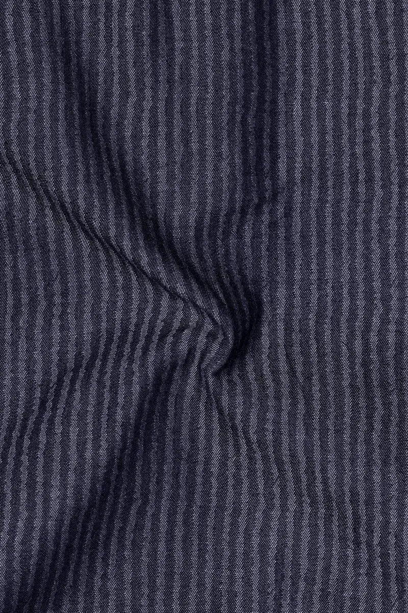 Striora-Graphite Denim Blue Striped Super Soft Premium Cotton Casual Shirt 3