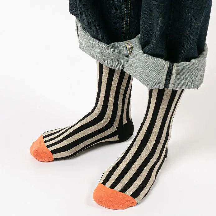 Striped Socks Mid-Calf Vertical Stripes Contrast Color Cotton Socks 1