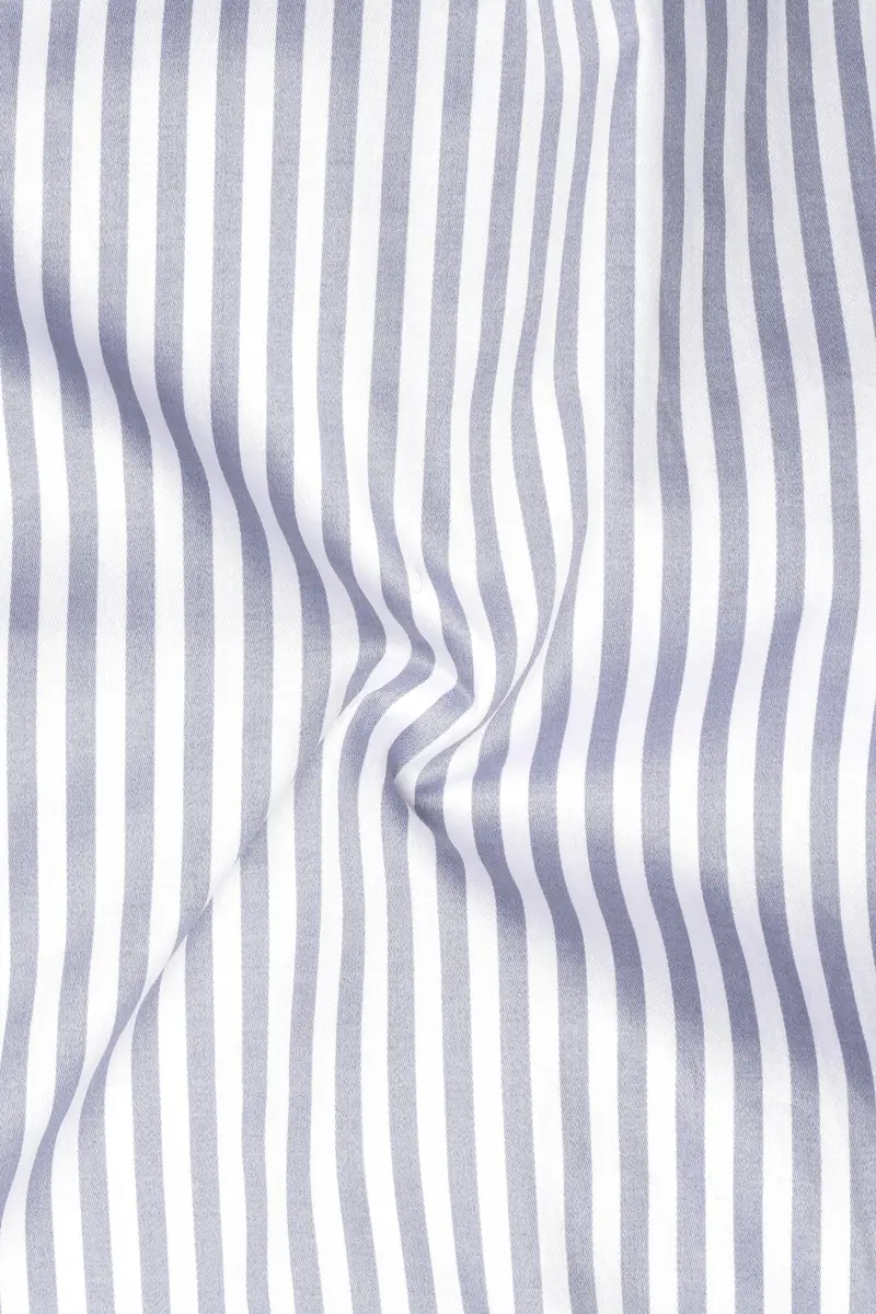 Strivaro-Aluminium Gray And Bright White Candy Striped Super Soft Premium Cotton Dress Shirt 3