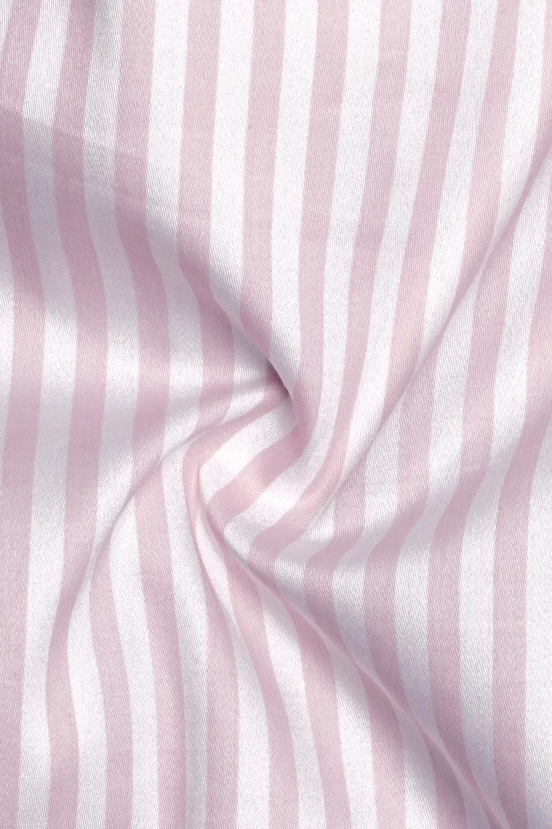 Strivaro-Oriental Pink And Bright White Candy Striped Subtle Sheen Super Soft Premium Cotton Dress Shirt 3
