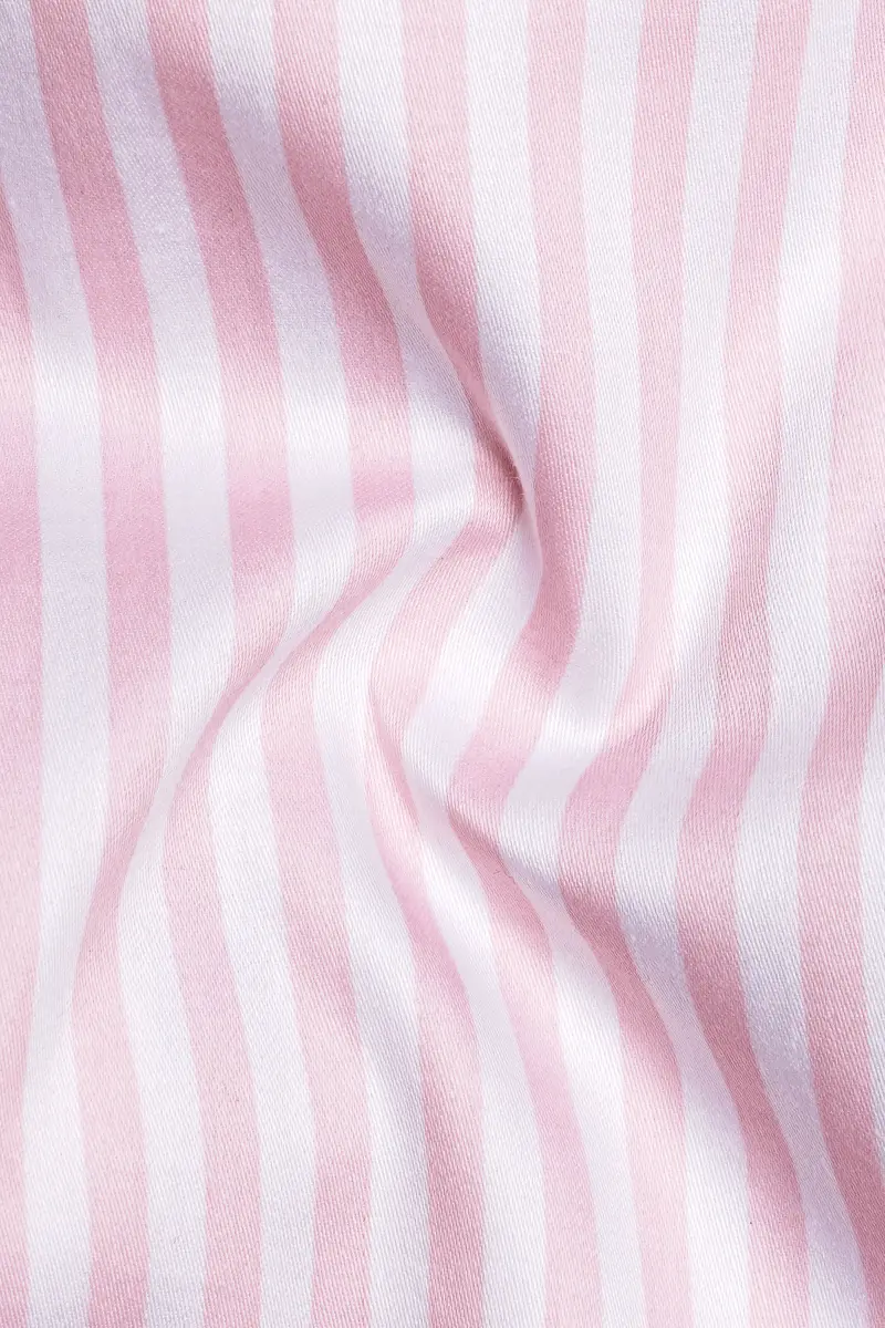 Strivaro-Oriental Pink And Bright White Candy Striped Super Soft Premium Cotton Dress Shirt 3
