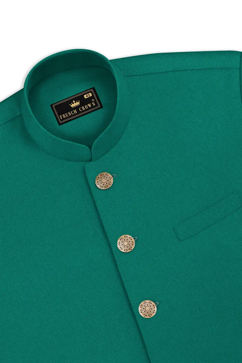 Stromboli Green Solid Bandhgala Nehru Jacket 5