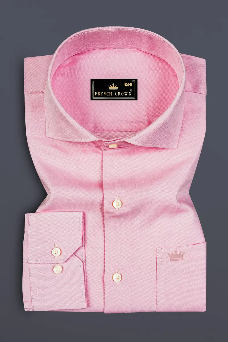 Sundown Pink Dobby Textured Premium Giza Cotton Shirt 3