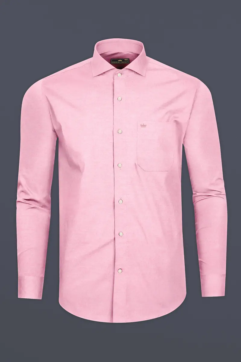 Sundown Pink Dobby Textured Premium Giza Cotton Shirt 4