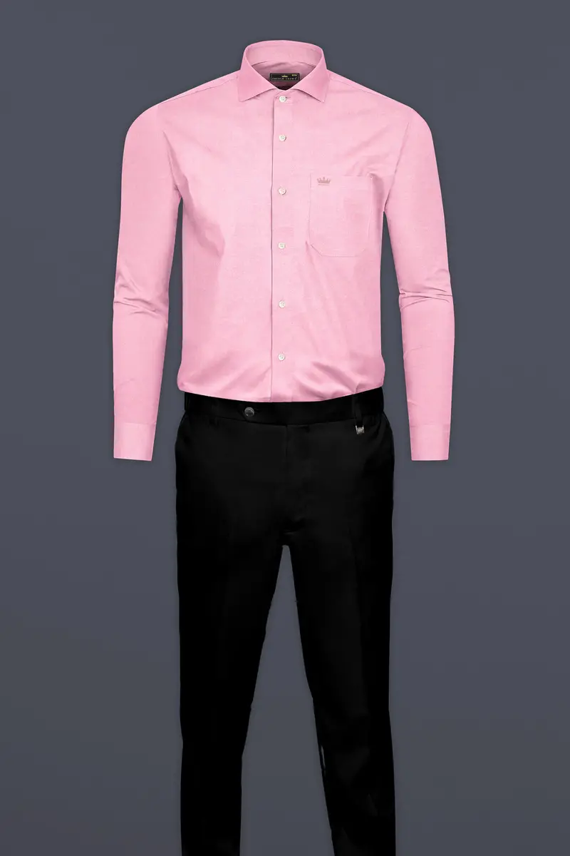 Sundown Pink Dobby Textured Premium Giza Cotton Shirt 6