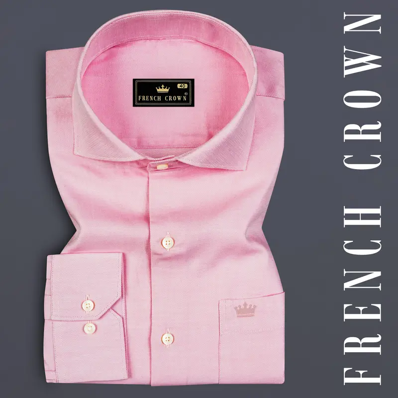 Sundown Pink Dobby Textured Premium Giza Cotton Shirt 7