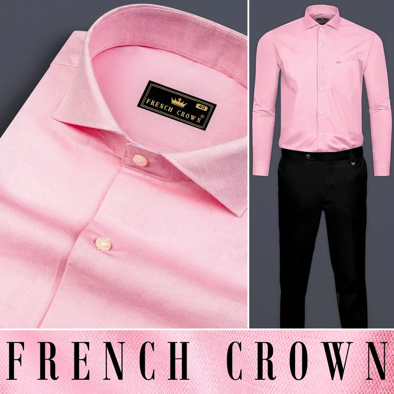 Sundown Pink Dobby Textured Premium Giza Cotton Shirt 8