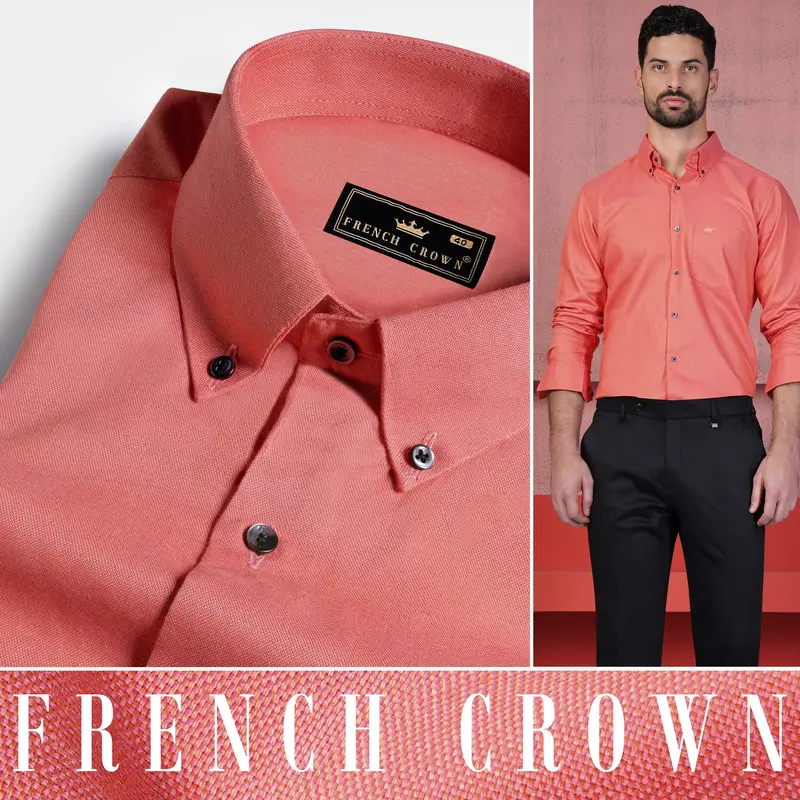 Sunglo Peach Royal Oxford Button Down Shirt 4
