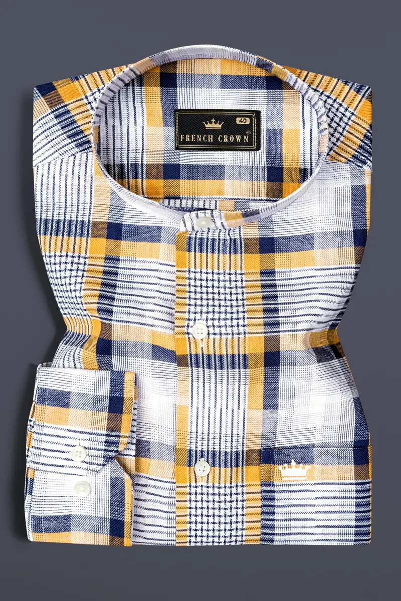 Sunglow With Rhino Blue Twill Plaid Premium Cotton Shirt 3