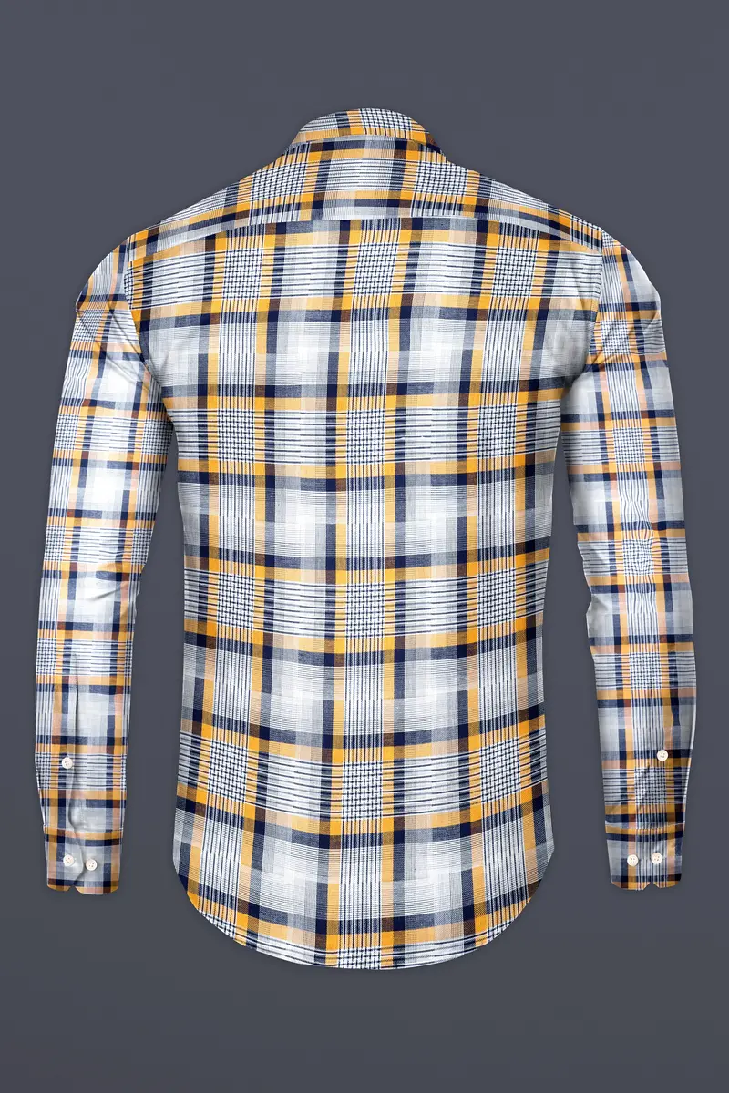Sunglow With Rhino Blue Twill Plaid Premium Cotton Shirt 5