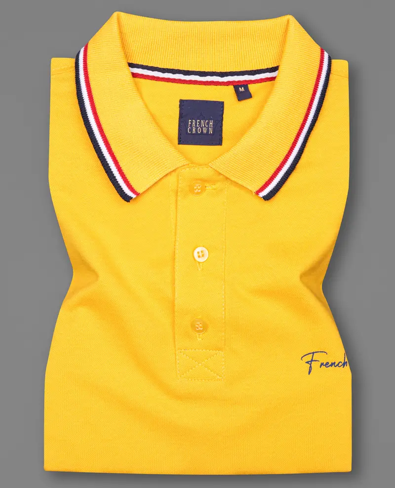 Sunglow Yellow Organic Cotton Mercerised Pique Polo 1