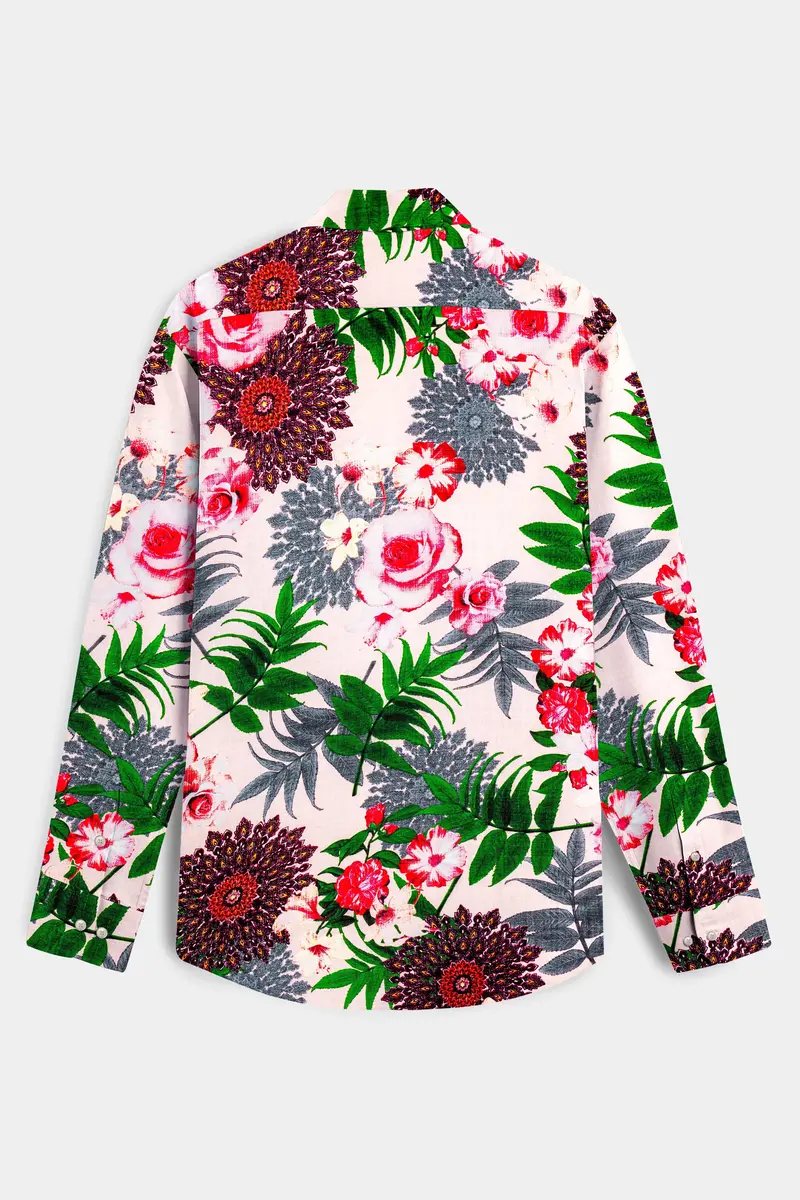 Sunlush-Eggshell Cream Tropical Printed Lightweight Premium Cotton Multicolor Casual Shirt 7