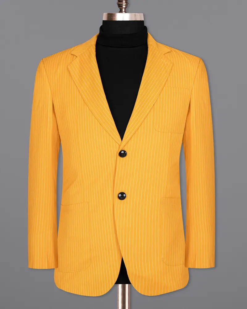 Sunshine Yellow Woolrich Striped Sports Blazer 7
