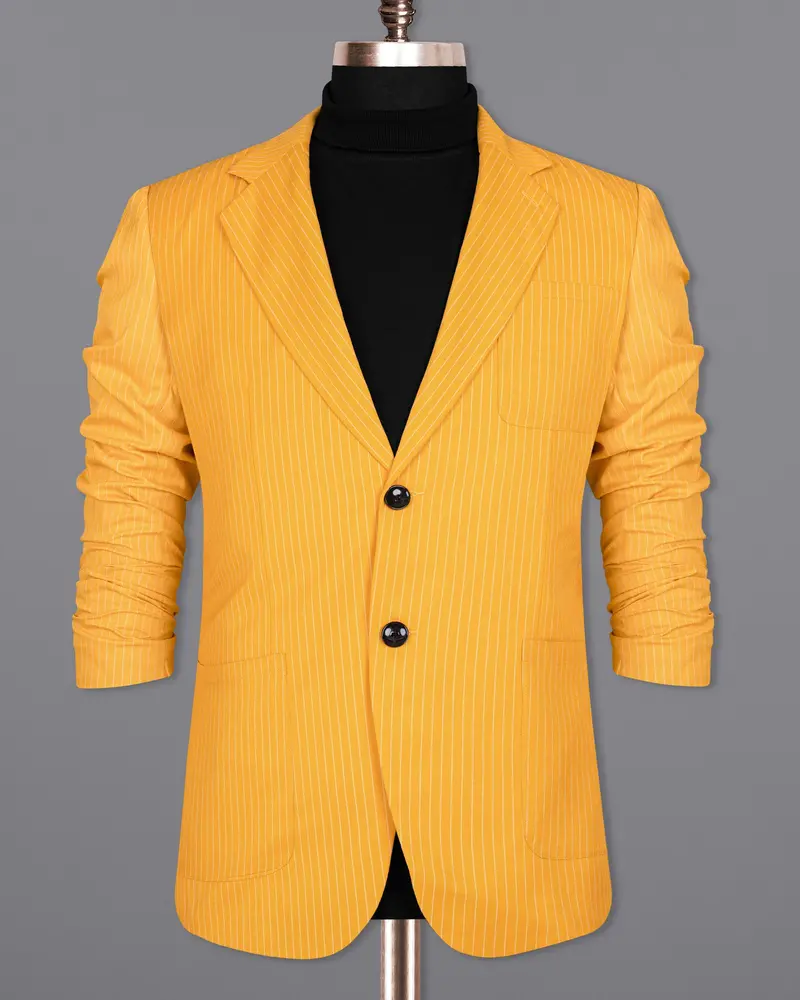 Sunshine Yellow Woolrich Striped Sports Blazer 8