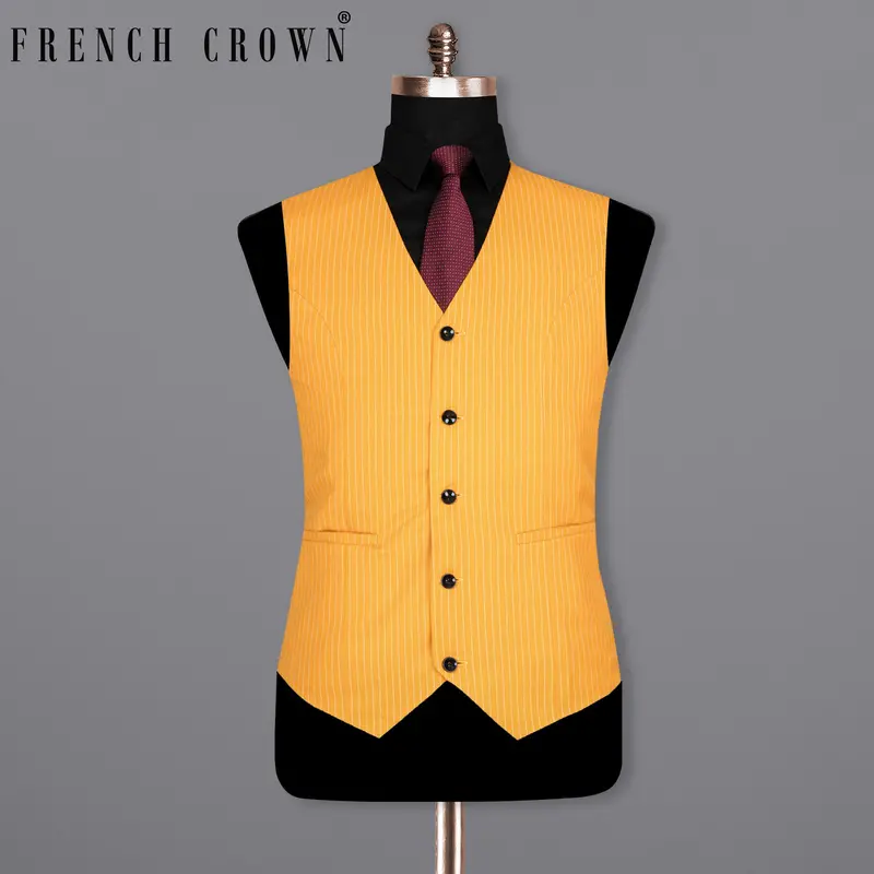 Sunshine Yellow Woolrich Striped Sports Waistcoat 1
