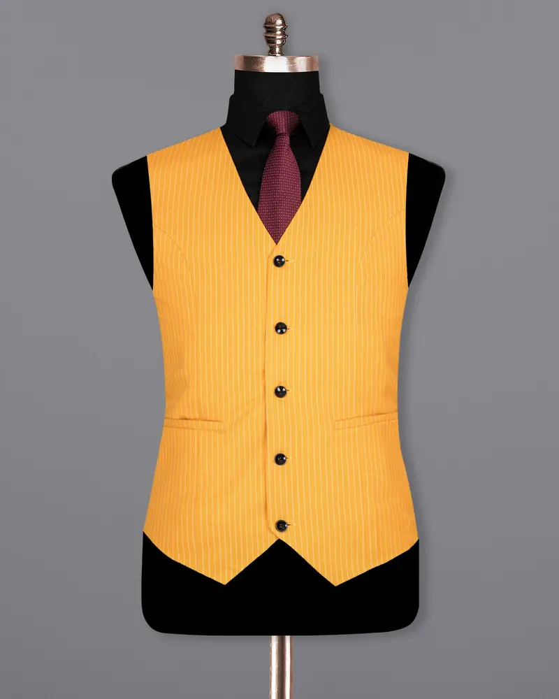Sunshine Yellow Woolrich Striped Sports Waistcoat 2