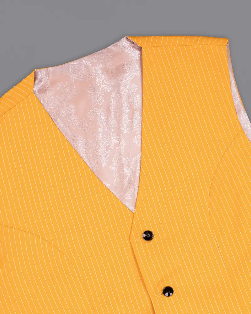 Sunshine Yellow Woolrich Striped Sports Waistcoat 4