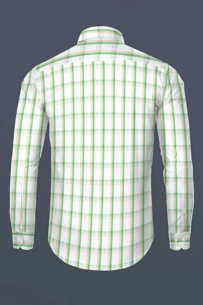 Surf And Glade Green Plaid Dobby Textured Premium Giza Cotton Shirt 5