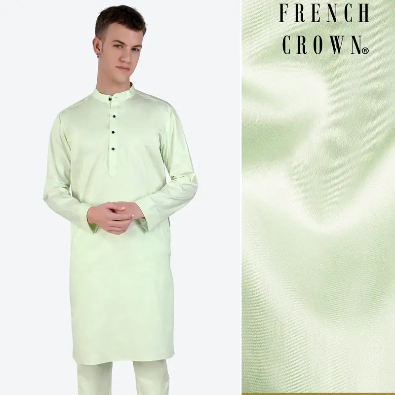 Surf Crest Green Subtle Sheen Super Soft Premium Cotton Kurta 1