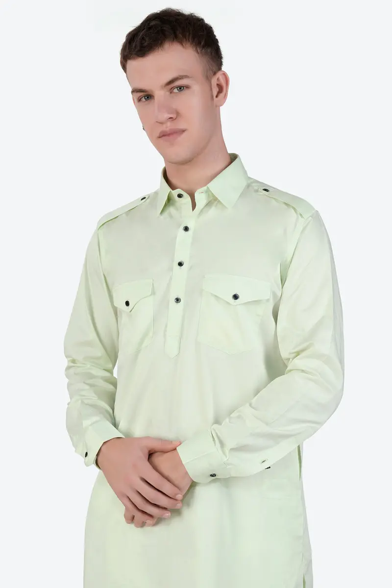 Surf Crest Subtle Sheen Super Soft Premium Cotton Pathani Kurta 4