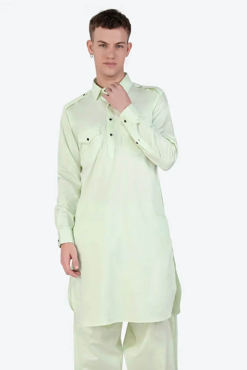 Surf Crest Subtle Sheen Super Soft Premium Cotton Pathani Kurta 5