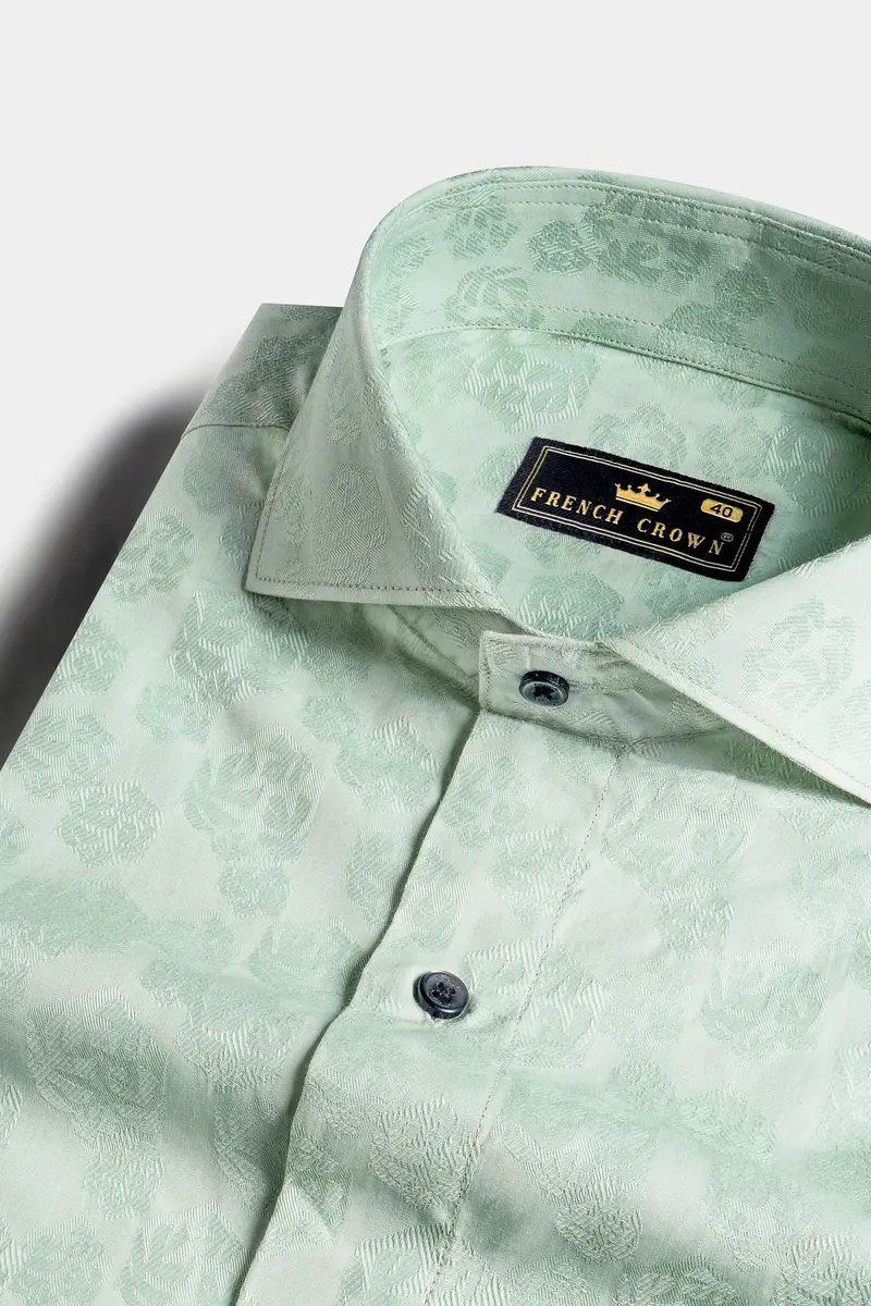 Surf Green Jacquard Textured Premium Giza Cotton Shirt 1