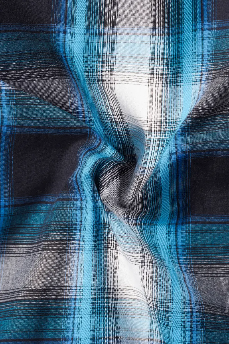 Surfie Blue And Shark Black Plaid Premium Giza Cotton Kurta Shirt 3