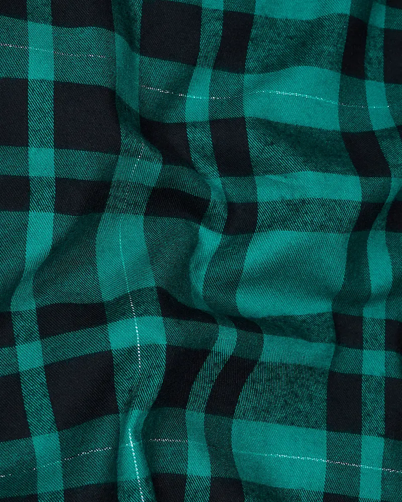 Surfie Green With Black Plaid Flannel Shirt 2