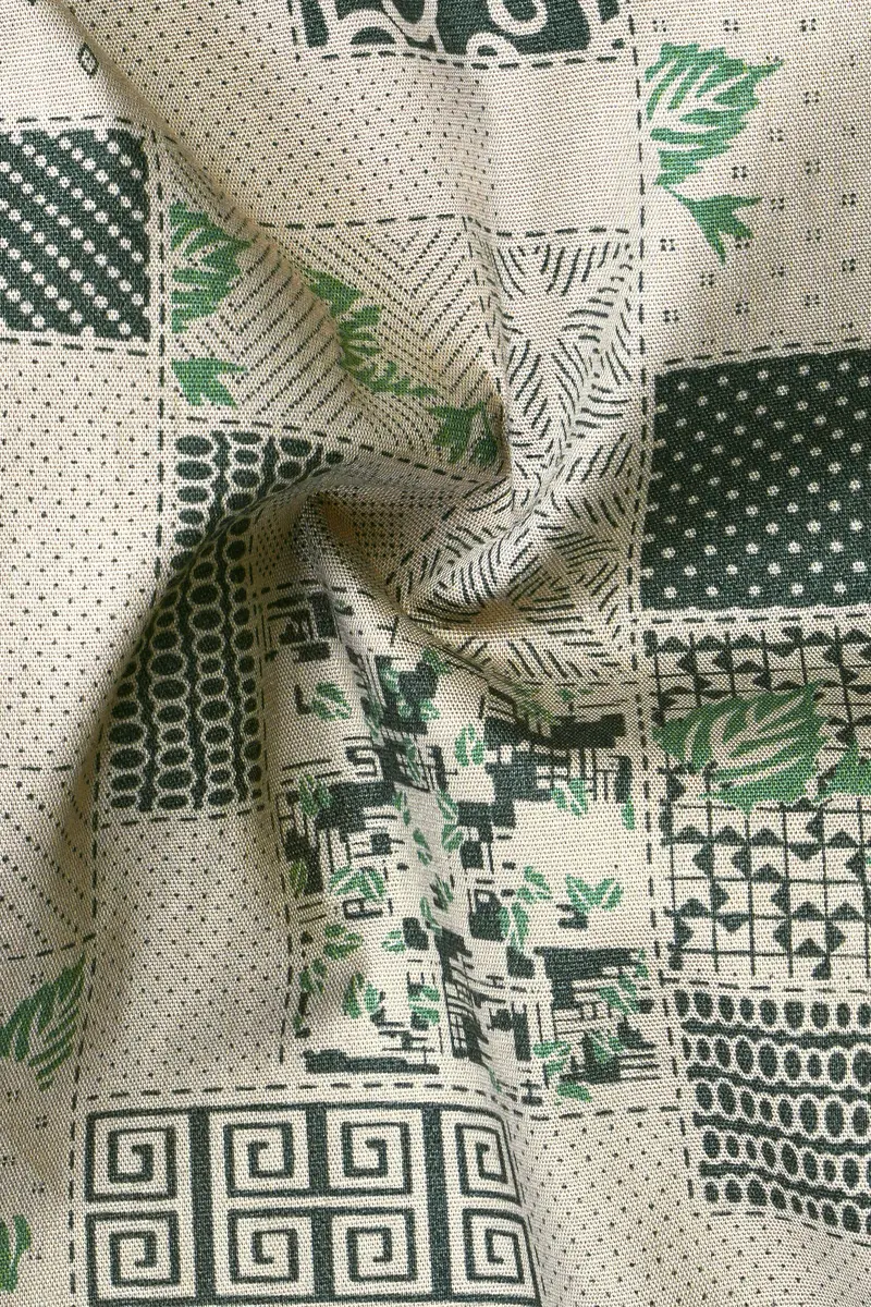 Swirl Cream Art Printed Giza Cotton Shirt 3