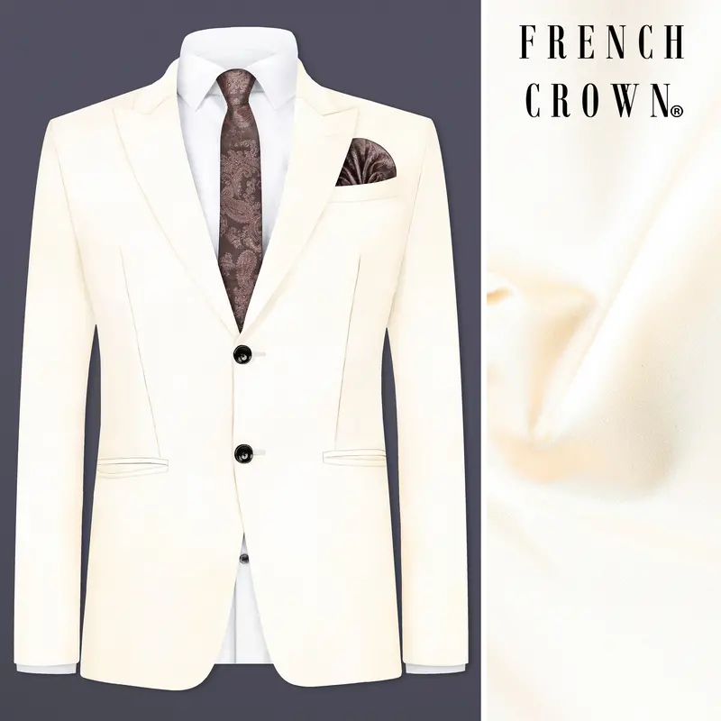 Swizzle Cream Solid Cotton Single Breasted Blazer 1