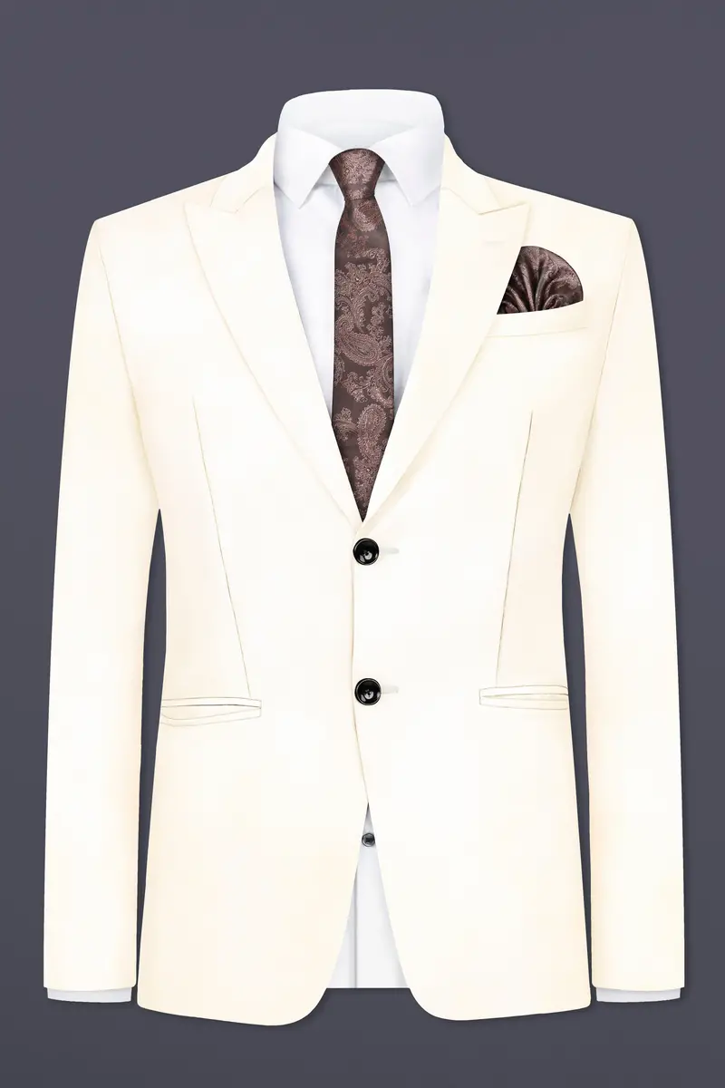 Swizzle Cream Solid Cotton Single Breasted Blazer 2