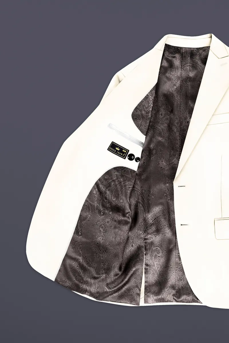 Swizzle Cream Solid Cotton Single Breasted Blazer 5