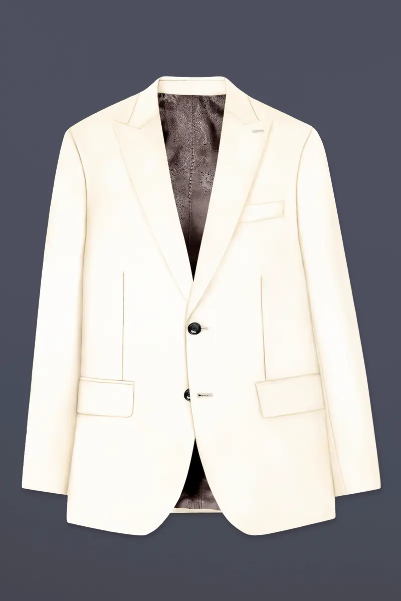 Swizzle Cream Solid Cotton Single Breasted Blazer 7