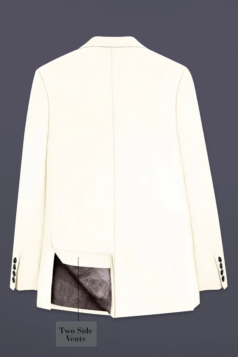 Swizzle Cream Solid Cotton Single Breasted Blazer 8