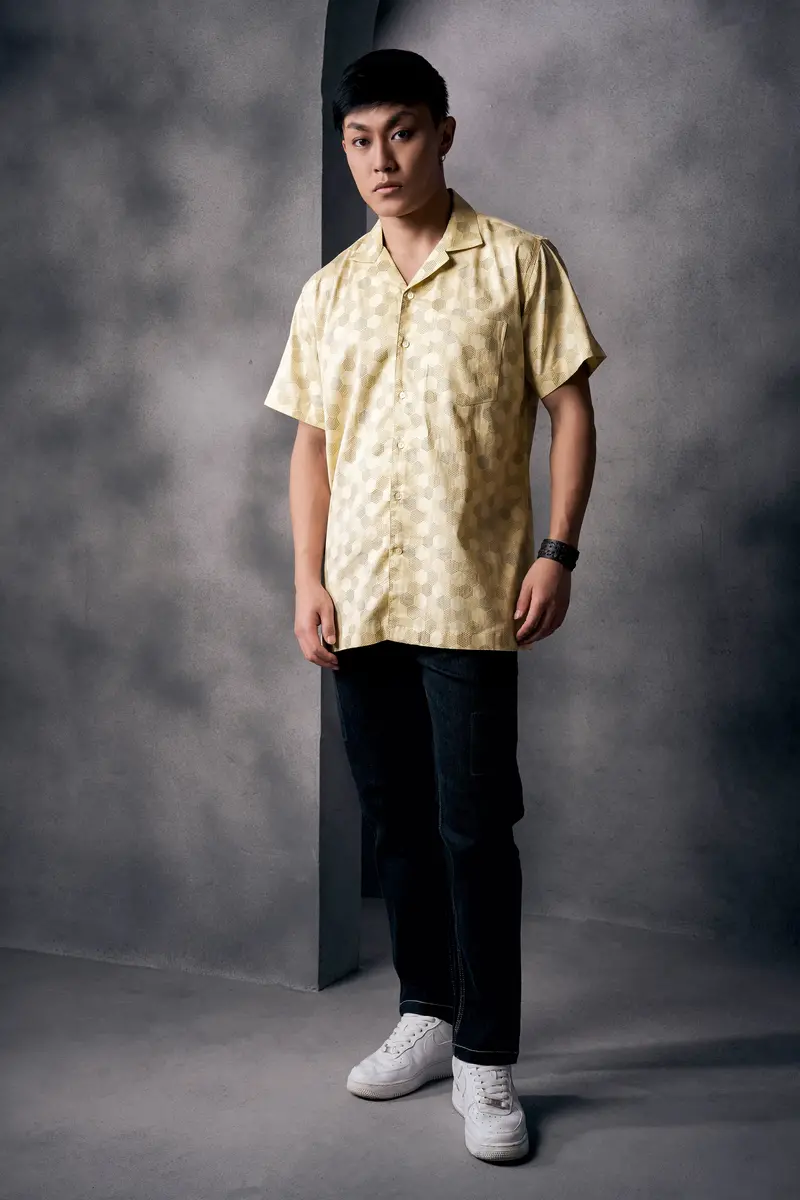 Swizzle Yellow Beehive Printed Subtle Sheen Super Soft Premium Cotton Shirt 6