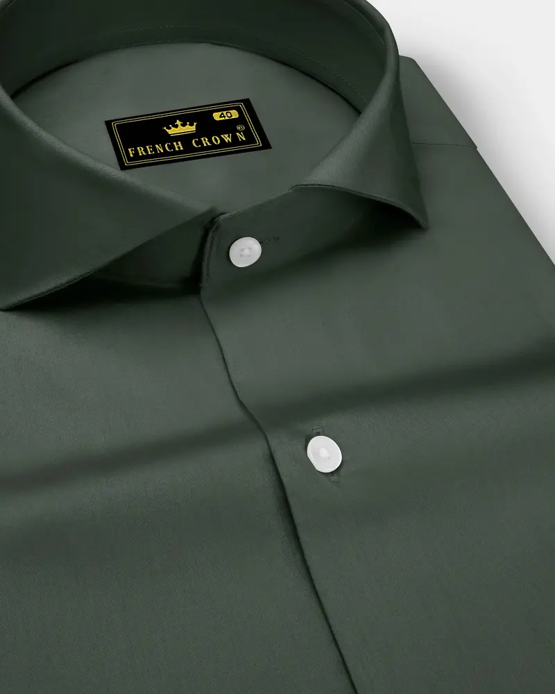 Sylvoro-Nandor Green Subtle Sheen Super Soft Premium Cotton Cut Away Collar Dress Shirt 1