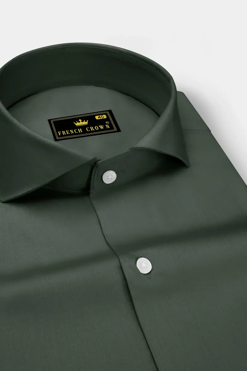 Sylvoro-Nandor Green Subtle Sheen Super Soft Premium Cotton Cut Away Collar Dress Shirt 2