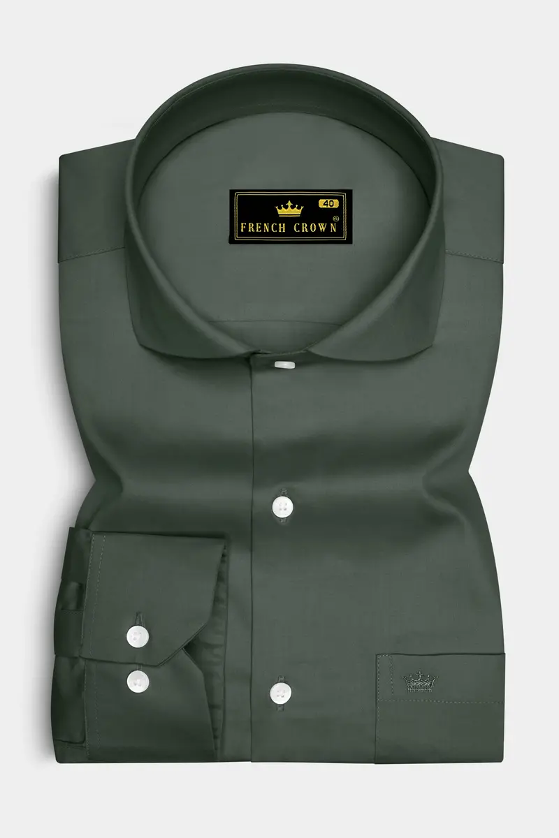 Sylvoro-Nandor Green Subtle Sheen Super Soft Premium Cotton Cut Away Collar Dress Shirt 4