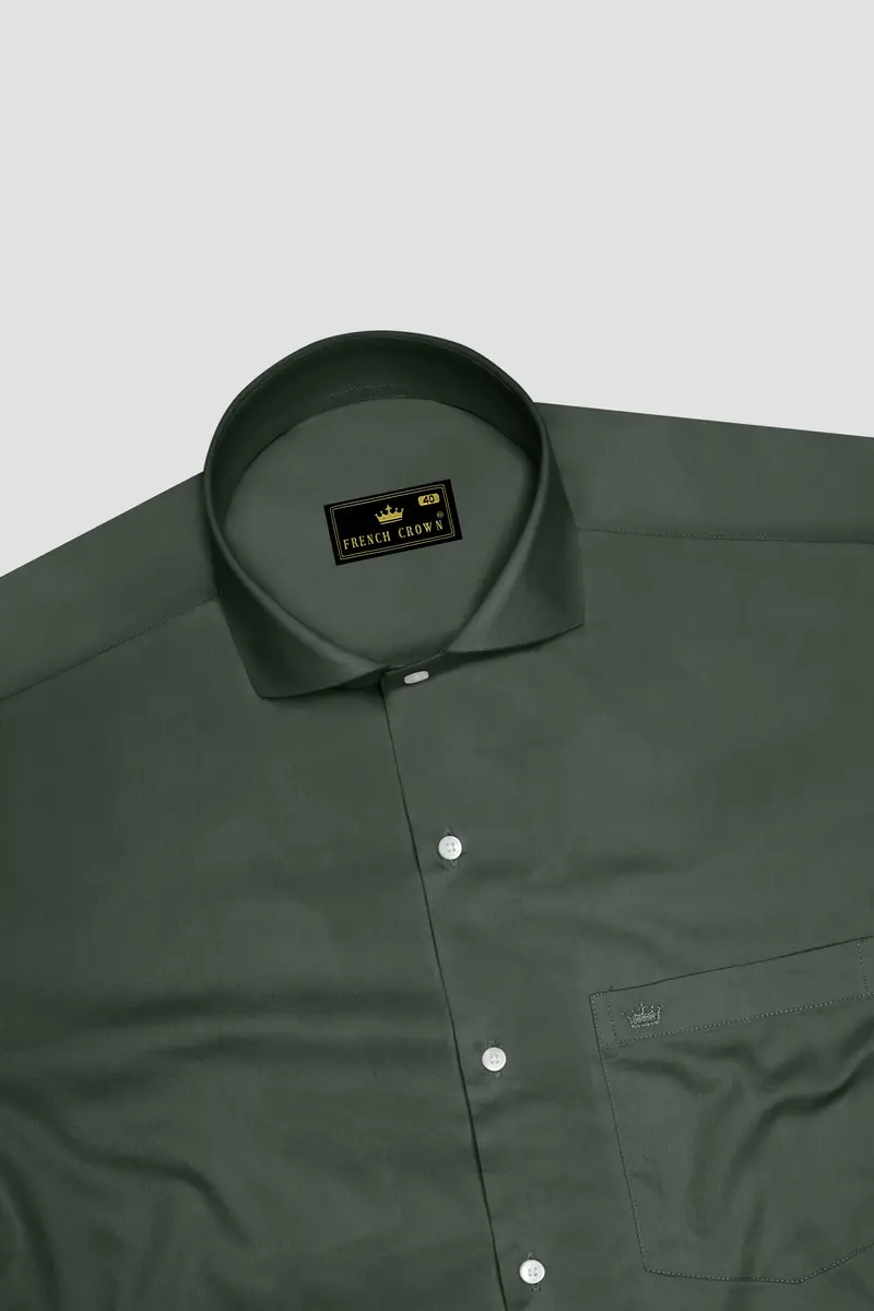 Sylvoro-Nandor Green Subtle Sheen Super Soft Premium Cotton Cut Away Collar Dress Shirt 5
