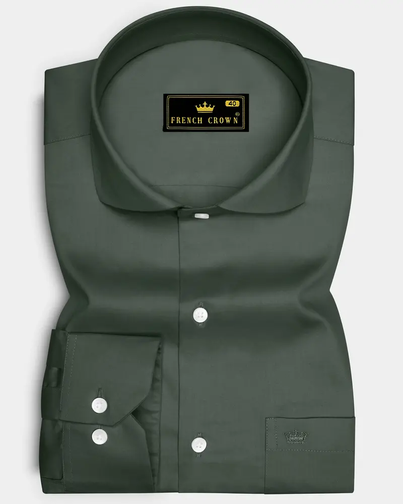 Sylvoro-Nandor Green Subtle Sheen Super Soft Premium Cotton Cut Away Collar Dress Shirt 6