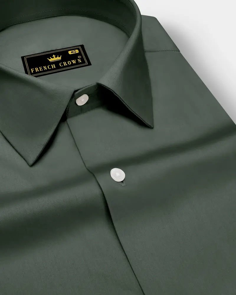 Sylvoro-Nandor Green Subtle Sheen Super Soft Premium Cotton Dress Shirt 1
