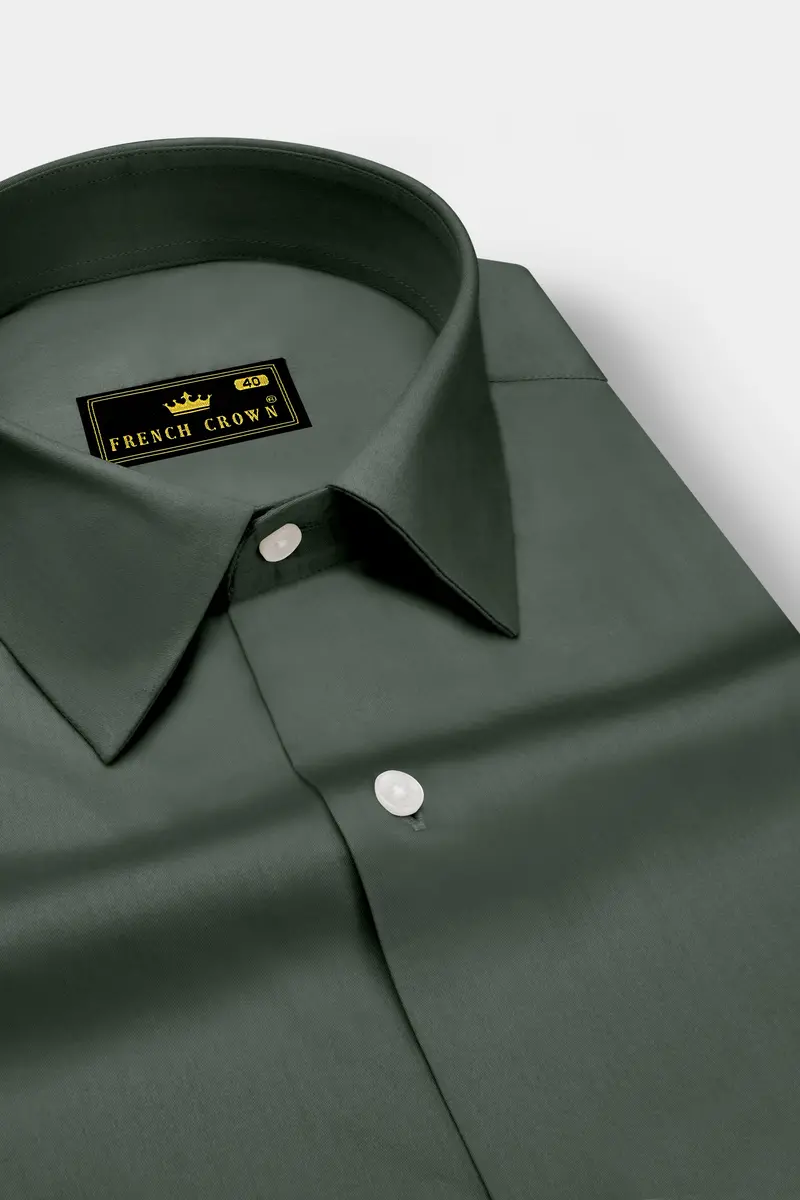 Sylvoro-Nandor Green Subtle Sheen Super Soft Premium Cotton Dress Shirt 2